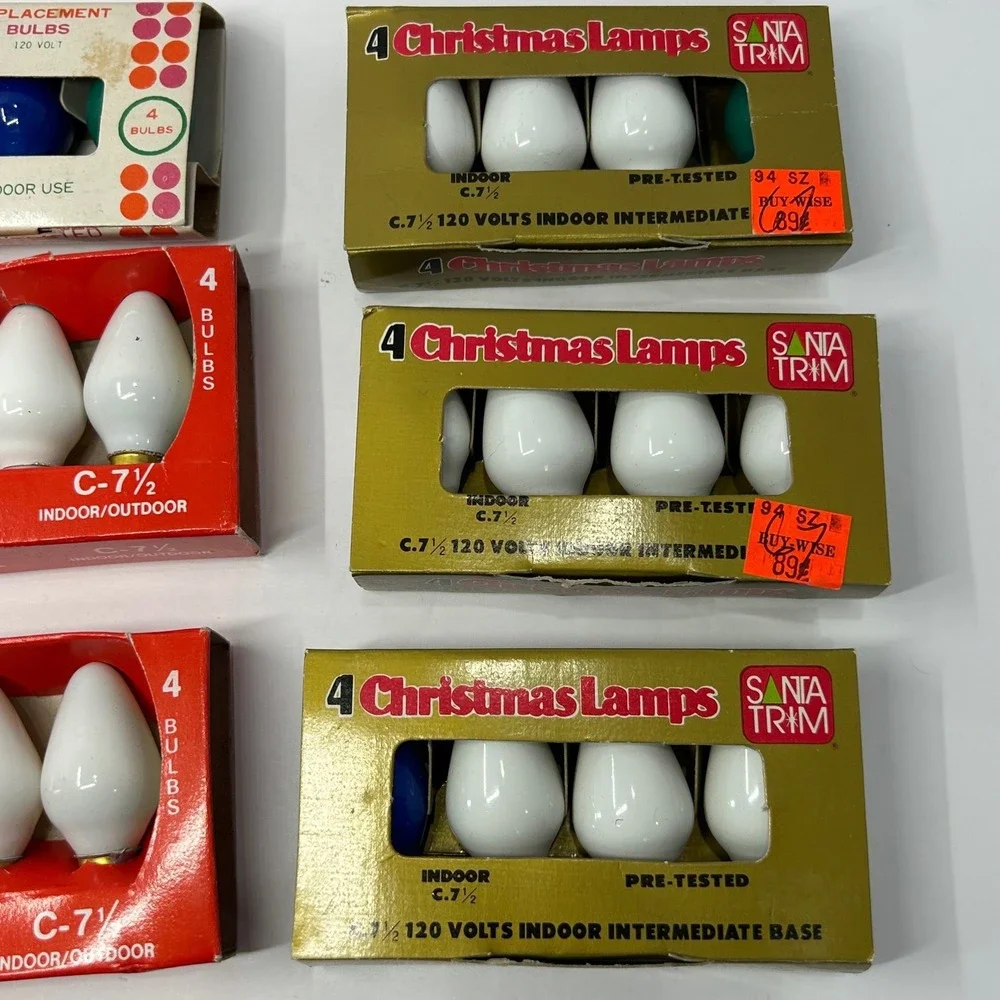 Vintage‎ GE NOMA Santa Trim C7 Christmas Light Bulbs Lot White Orange Untested
